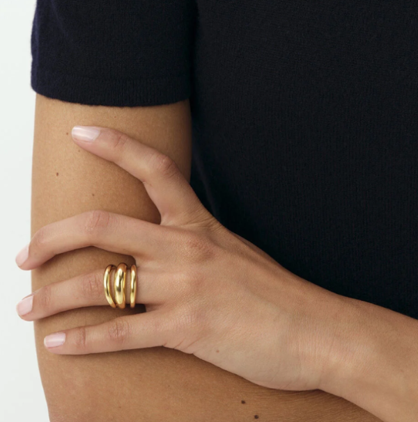 Anillo ancho TRIJONC Dorado