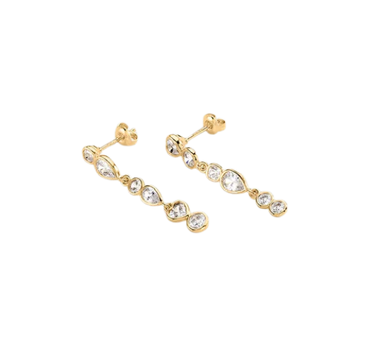 Pendientes largos CANDY Cristal / Dorado