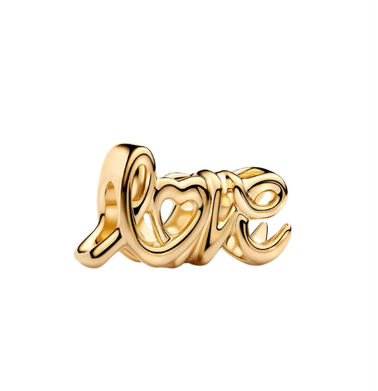 Charm Love Escrito a Mano Recubrimiento en oro de 14k
