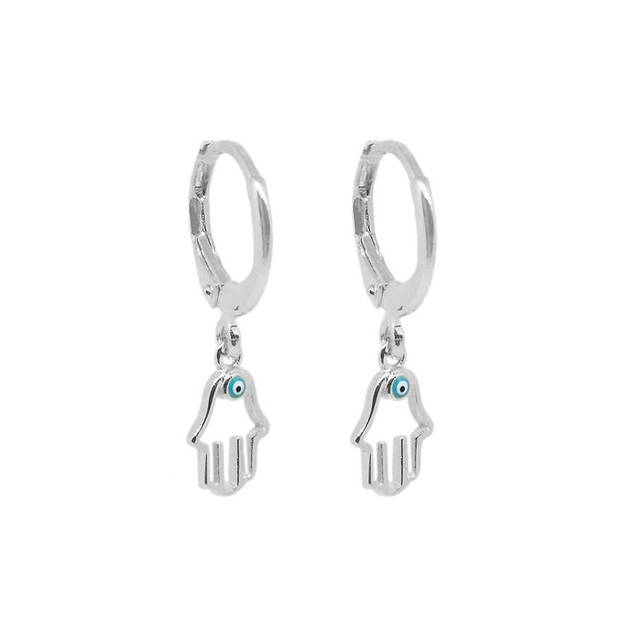 Aros de Plata - Colgante Mano de Fatima con Ojo Turco