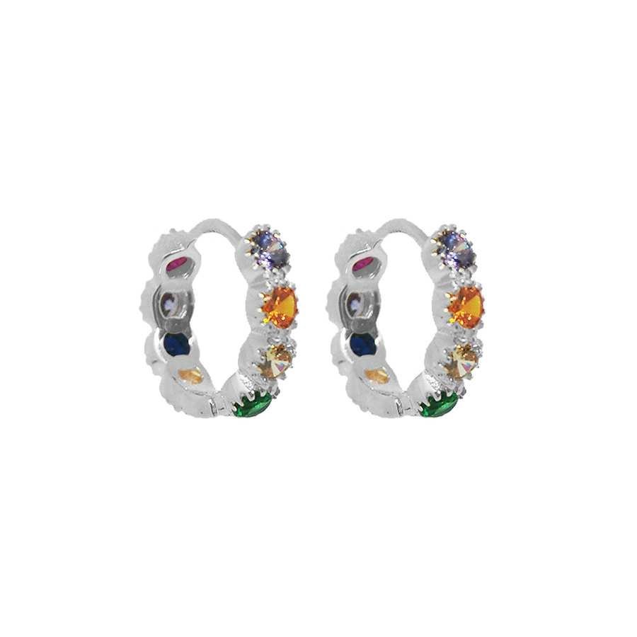 Aros de Plata con Circonitas Multicolor - Aritos