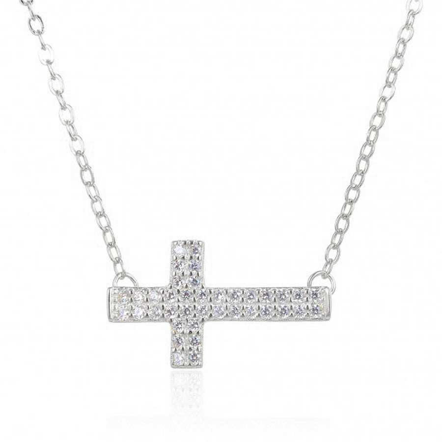Gargantilla Plata con Cruz horizontal con Circonitas