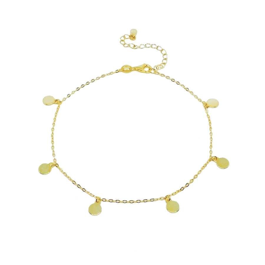 Tobillera de Plata Dorada con Medallitas