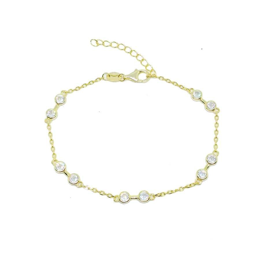 Pulsera de Plata Dorada con Circonitas en Bloques de 2