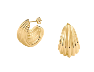 Pendiente de clip  forma conchas Criollas de la nueva colección de María Pombo N-13 Dorado