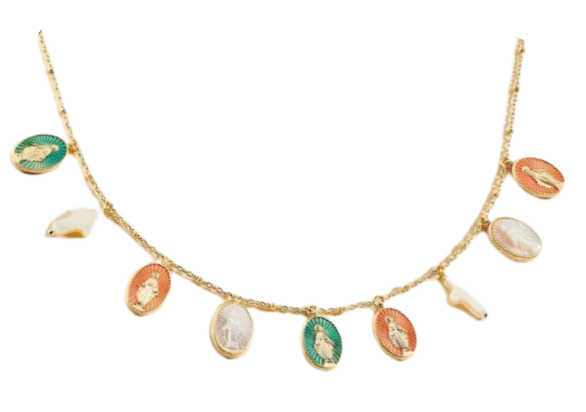 Collar Agatha Evening Multicolor/oro cruces de nácar