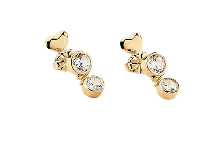 Pendientes largos de la colección N-13 de María Pombo Cristal / Dorado