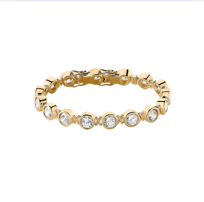 PULSERA DE CADENA N-13 CRISTAL / DORADO