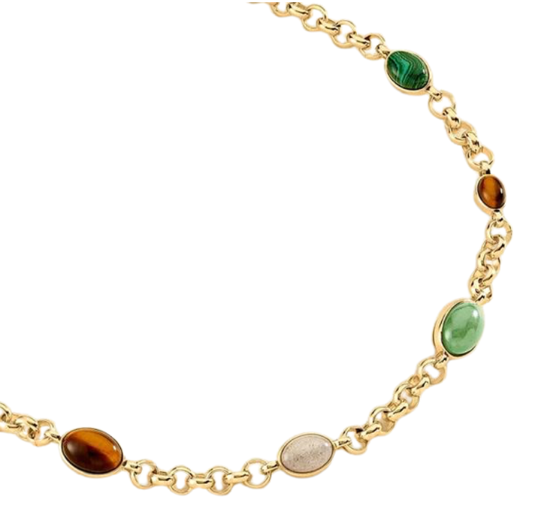 Collar Corto Agatha Paris Rhea Baño Oro y Piedras Multicolor