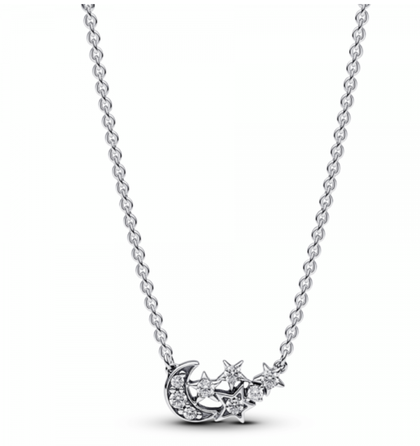 Collar luna y estrellas brillante de Pandora