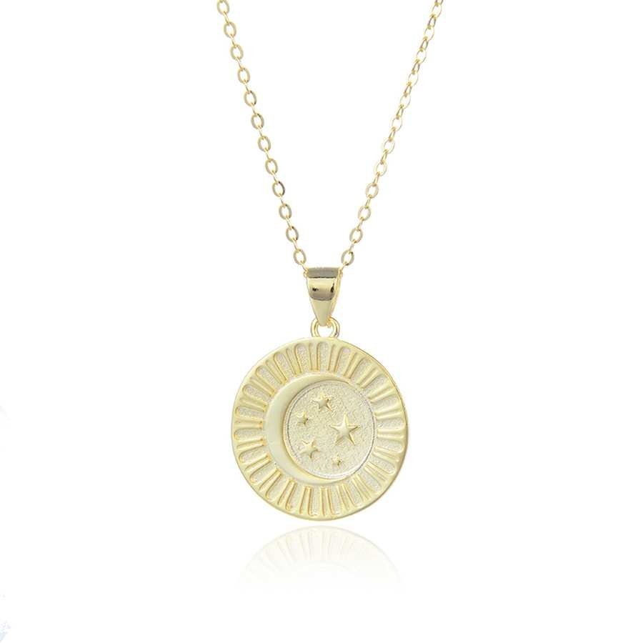 Gargantilla de Plata Dorada Lisa - Luna y Estrellas