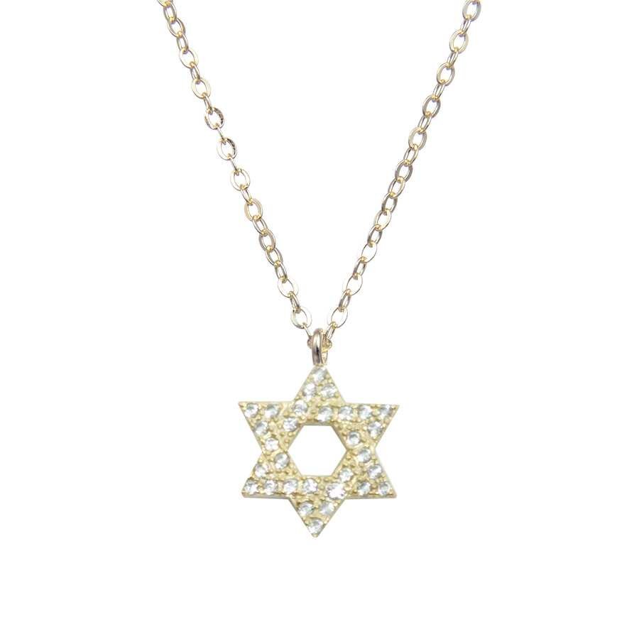 Gargantilla Plata Dorada Estrella de David con Circonitas