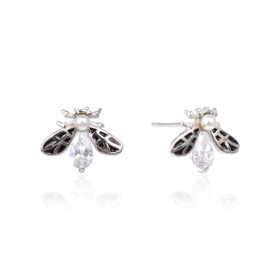 Pendientes de Plata con Circonitas - Mosca Negra