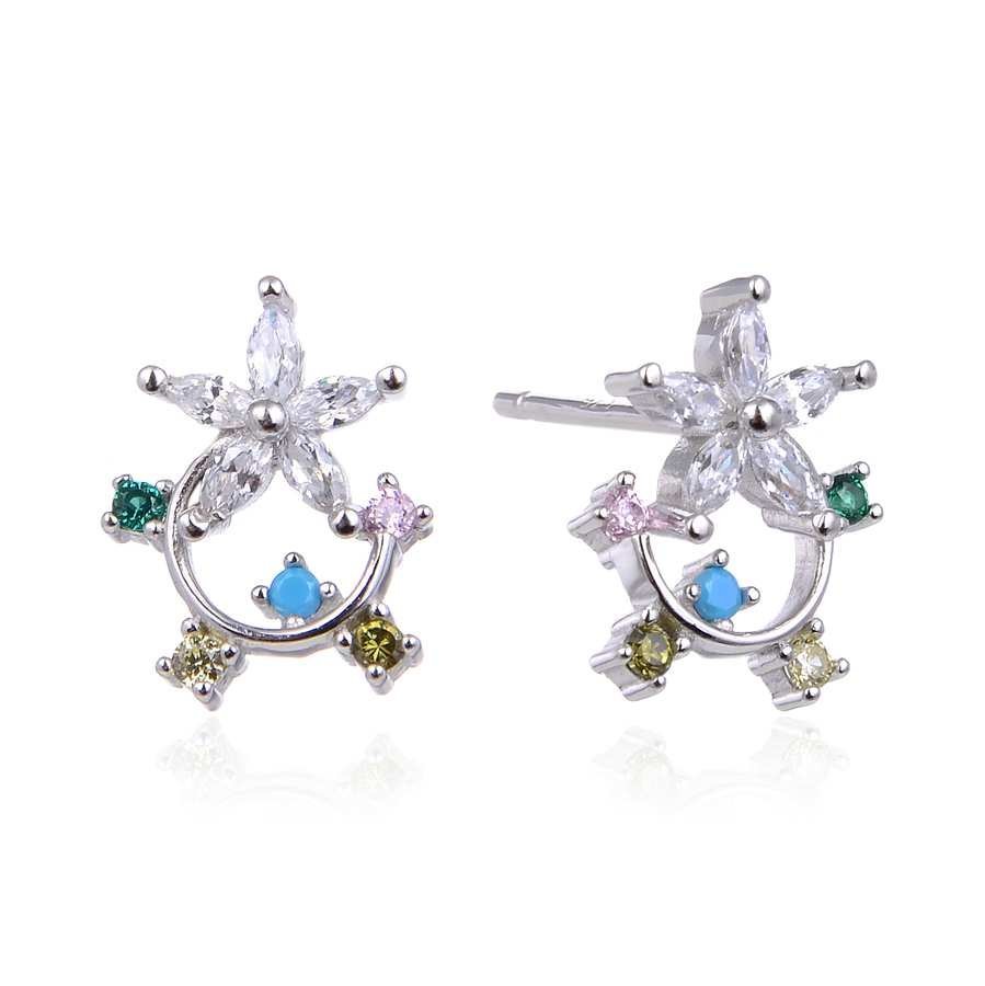 Pendientes de Plata con Piedras de Color