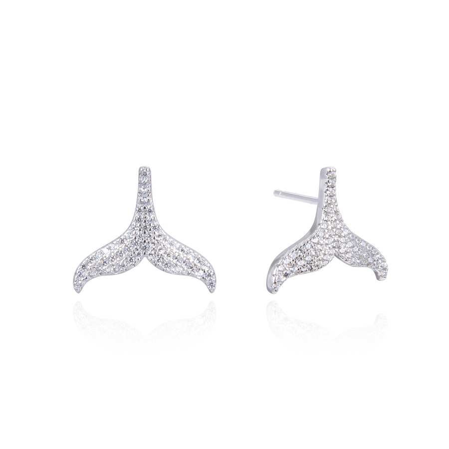 Pendientes de Plata con Circonitas - Cola de Ballena