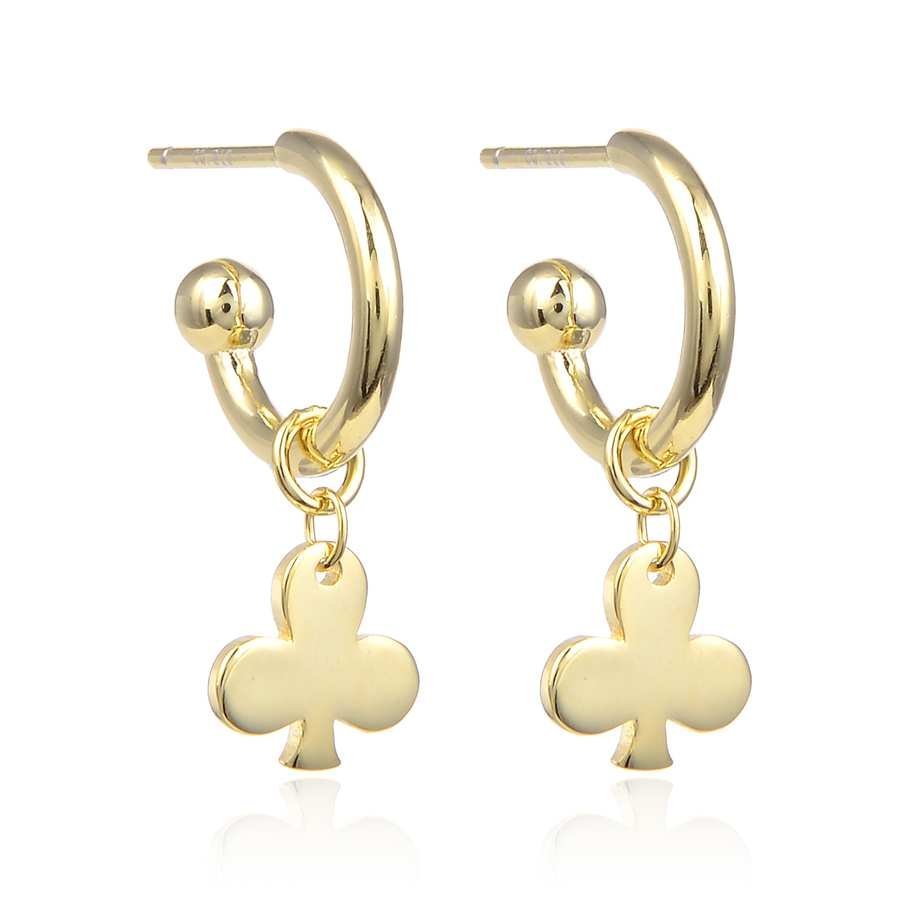 Pendientes de Plata Lisa con Aro - Trébol