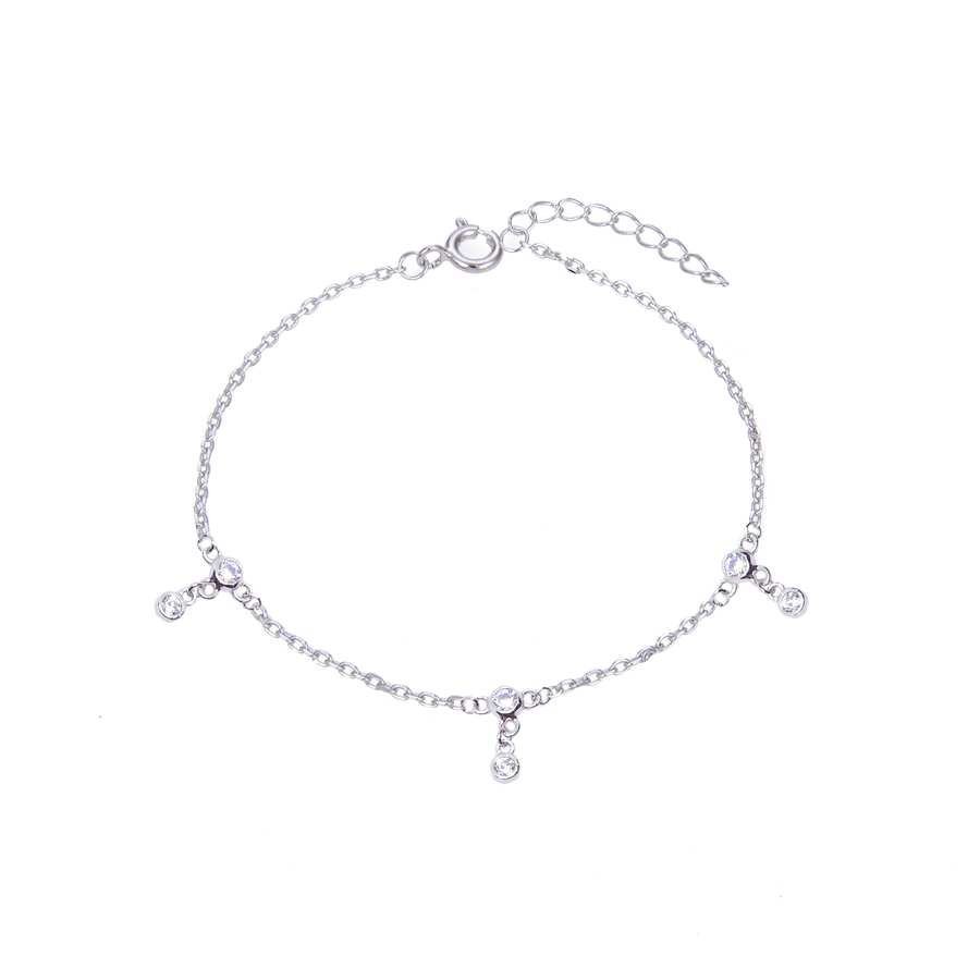 Pulsera de Plata Con Bloques de Doble Chaton en Vertical
