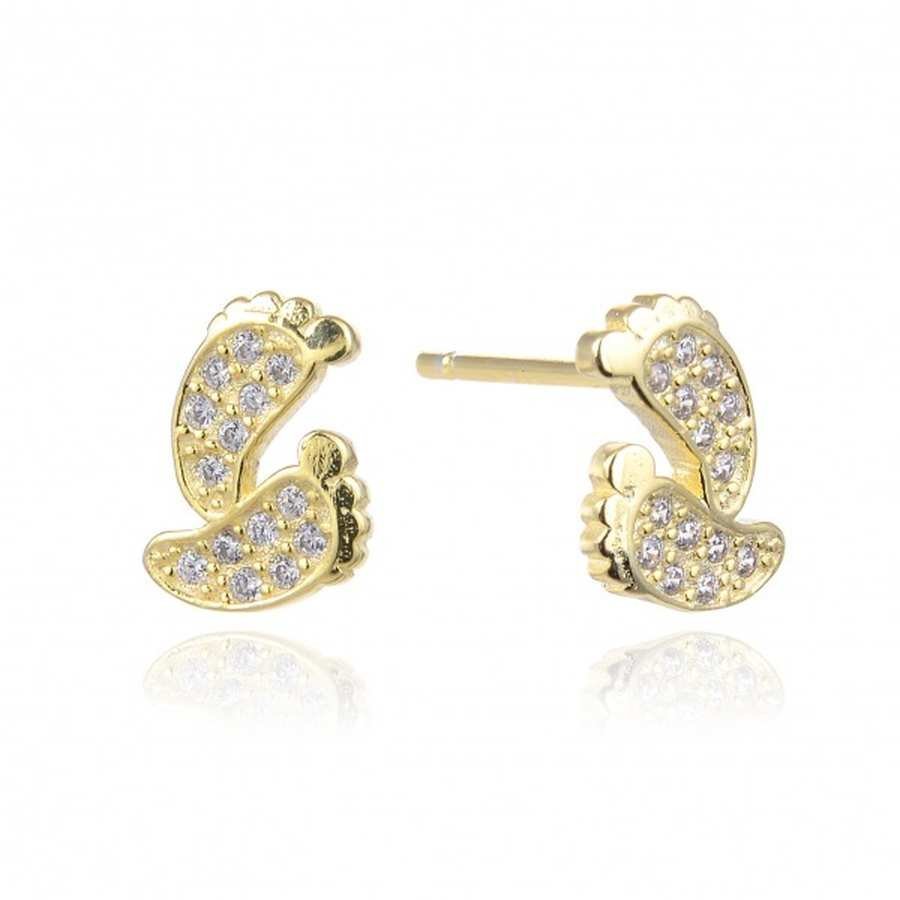 Pendientes de Plata Dorada con Circonitas- Pies